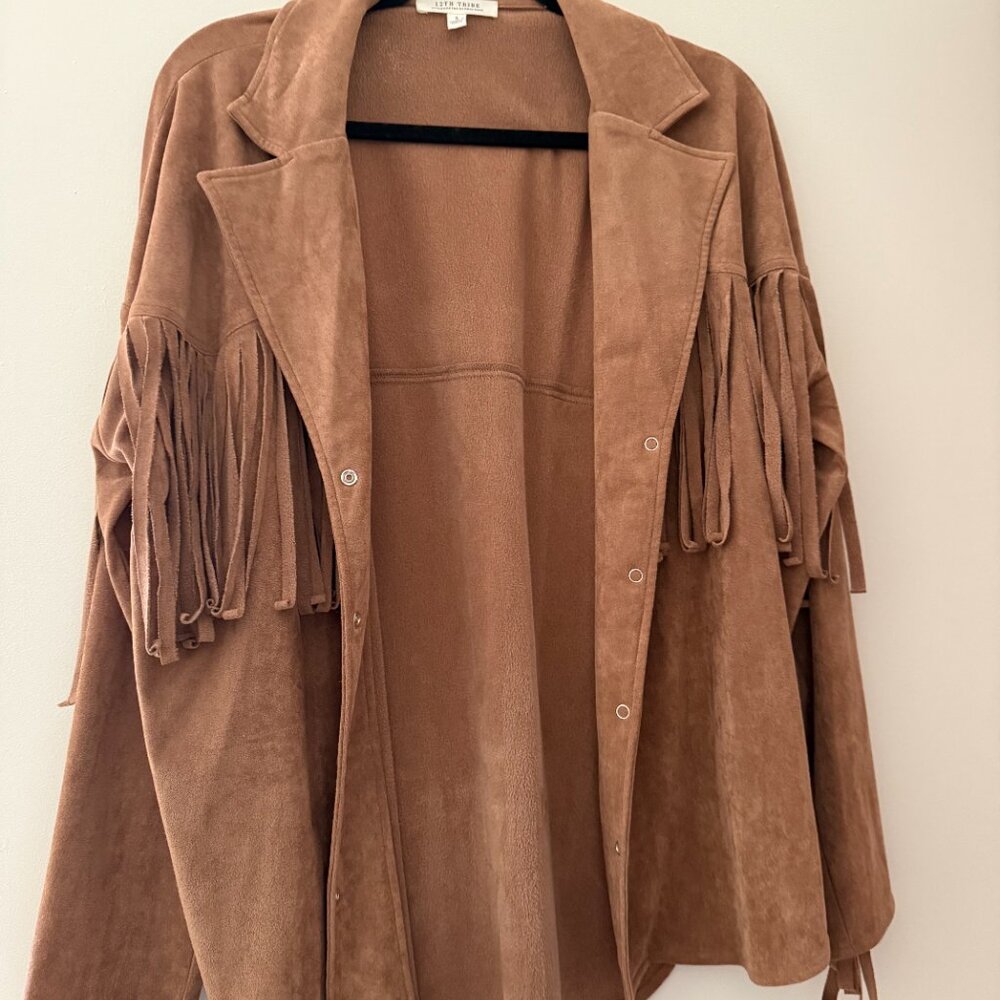 Faux Suede Fringe Jacket